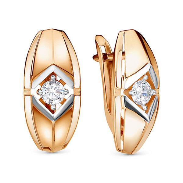 Серьги из золота 585 пробы с фианитом