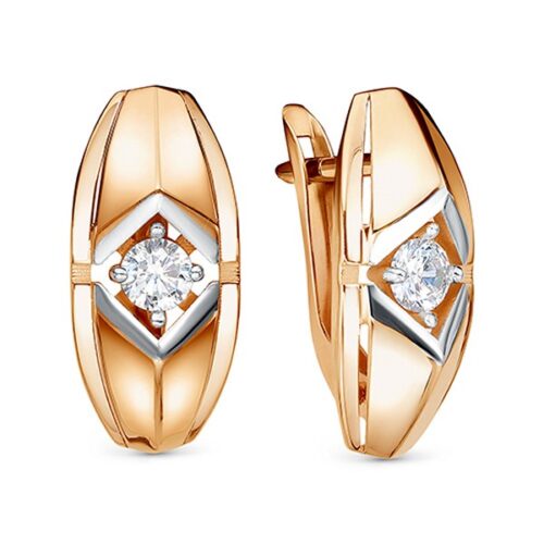 Серьги из золота 585 пробы с фианитом