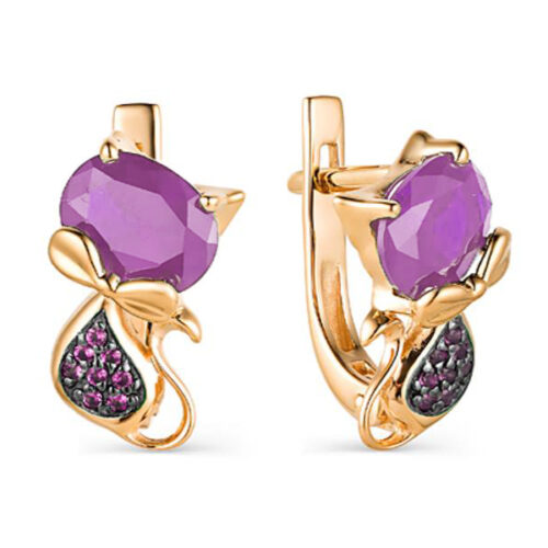 Серьги из золота 585 пробы с аметистом