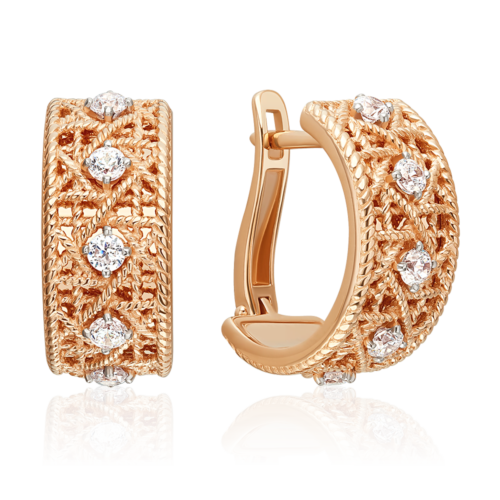 Серьги из золота 585 пробы с фианитом