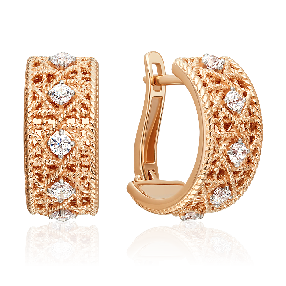 Серьги из золота 585 пробы с фианитом