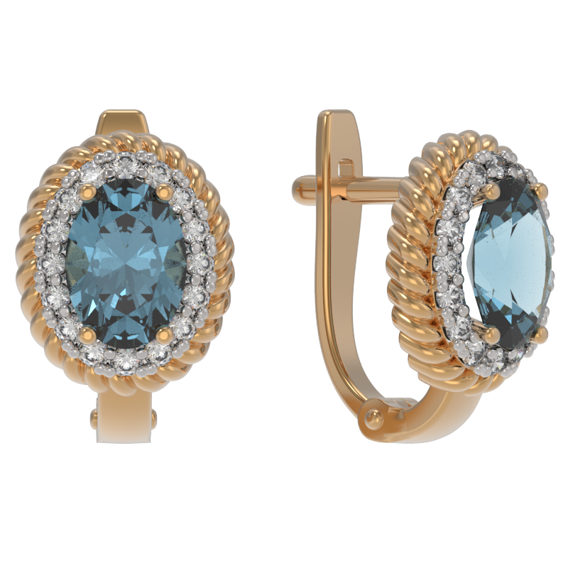 Серьги из золота 585 пробы с топазом