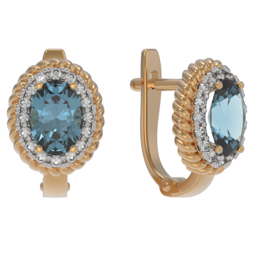 Серьги из золота 585 пробы с топазом