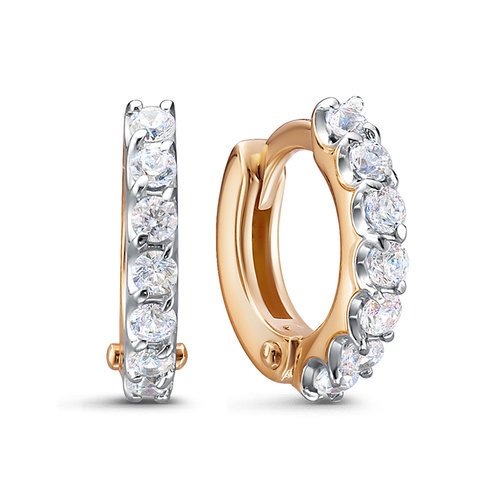 Серьги детские из золота 585 пробы с фианитом