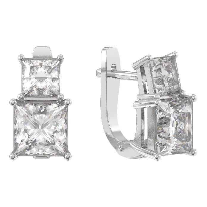 Серьги из серебра 925 пробы с фианитом