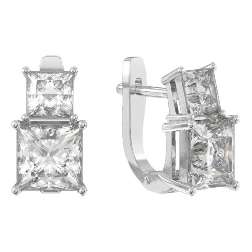 Серьги из серебра 925 пробы с фианитом