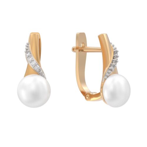 Серьги из золота 585 пробы с жемчугом
