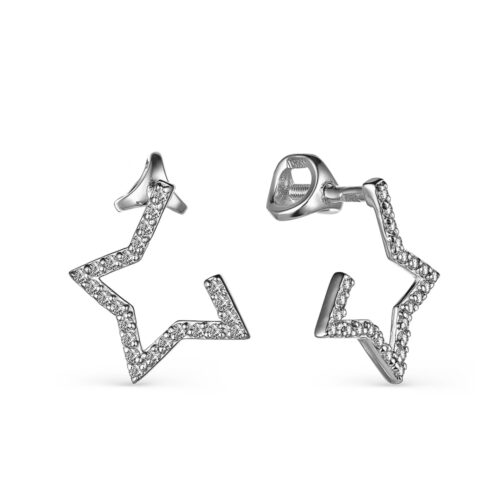 Серьги пусеты из серебра 925 пробы с фианитом