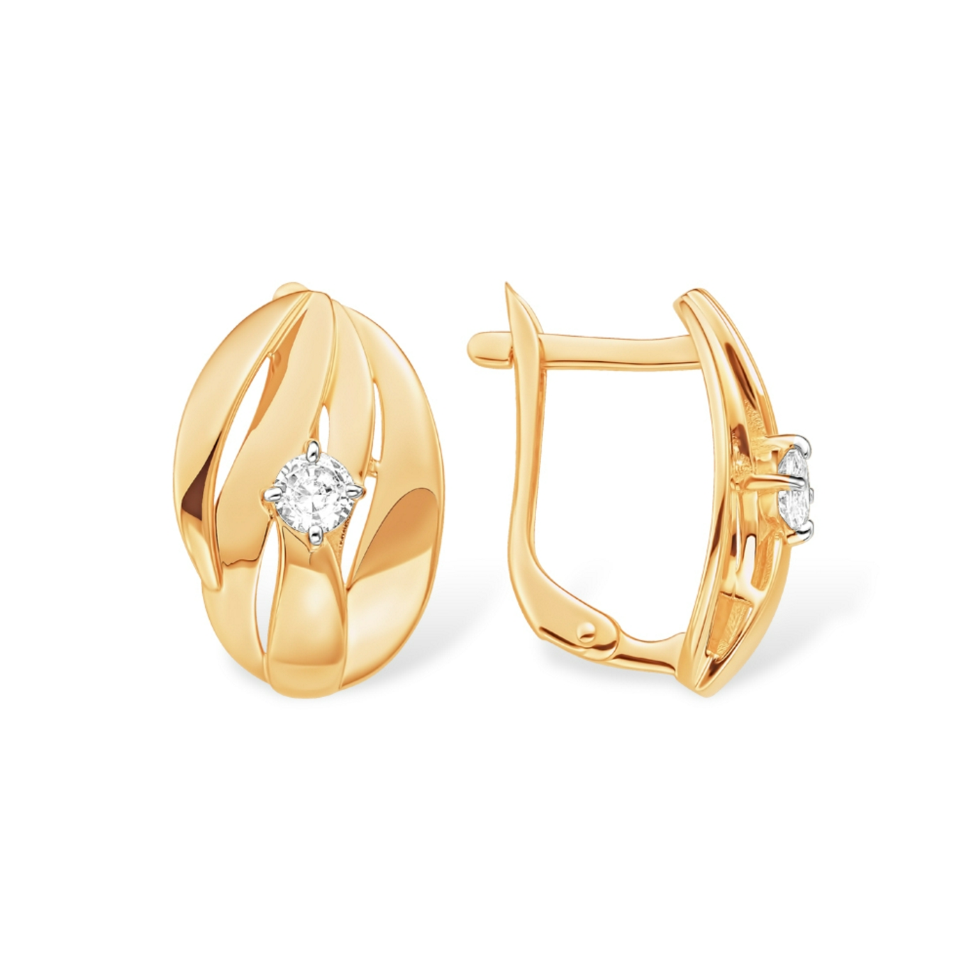 Серьги из золота 585 пробы с фианитом