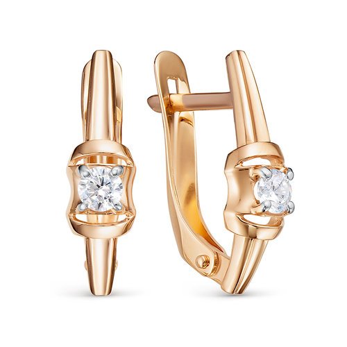 Серьги из золота 585 пробы с фианитом