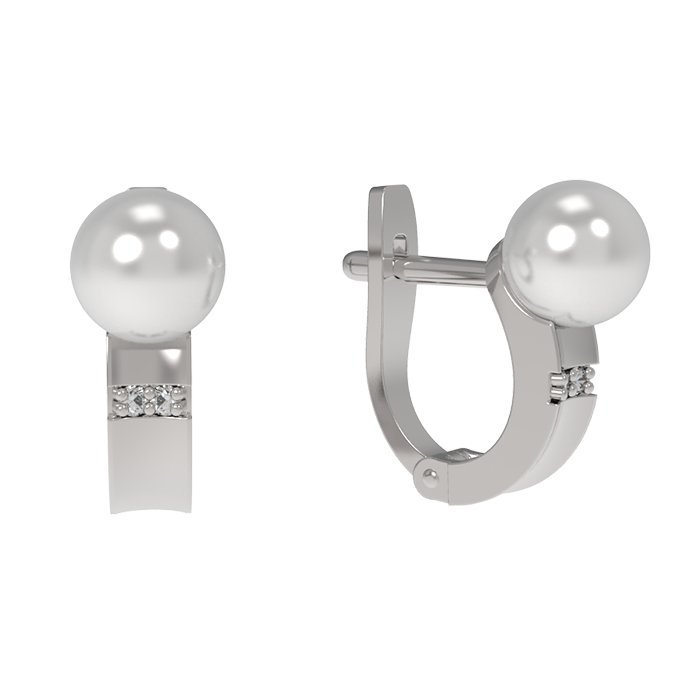 Серьги из серебра 925 пробы с жемчугом