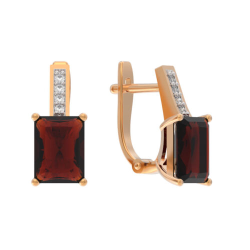 Серьги из золота 585 пробы с гранатом