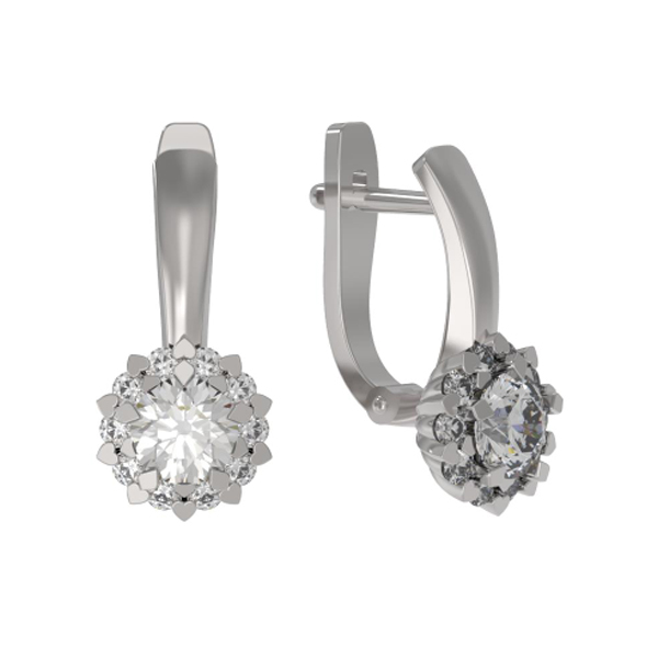 Серьги из серебра 925 пробы с фианитом