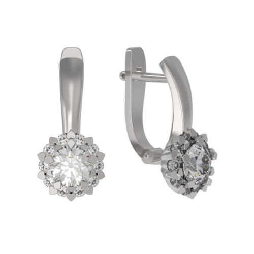 Серьги из серебра 925 пробы с фианитом