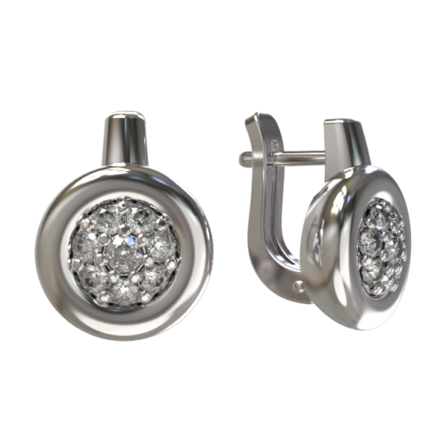 Серьги из серебра 925 пробы с фианитом