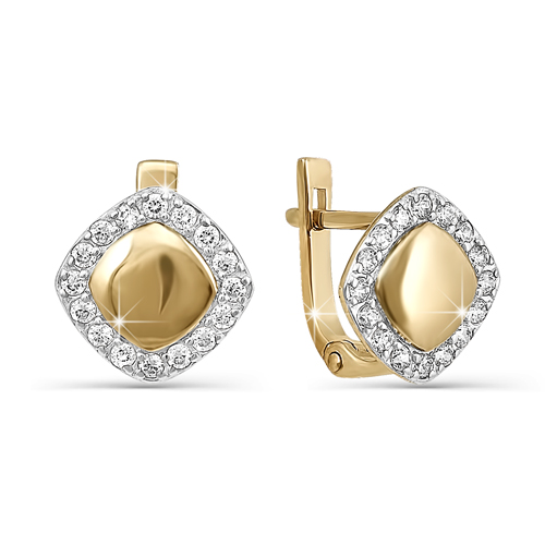 Серьги из золота 585 пробы с фианитом