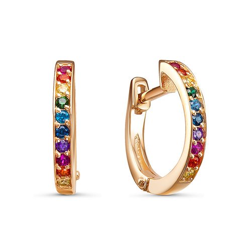 Серьги детские из золота 585 пробы с фианитом