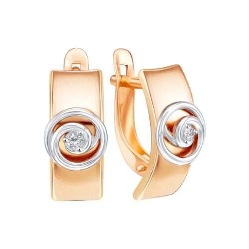 Серьги из золота 585 пробы с фианитом