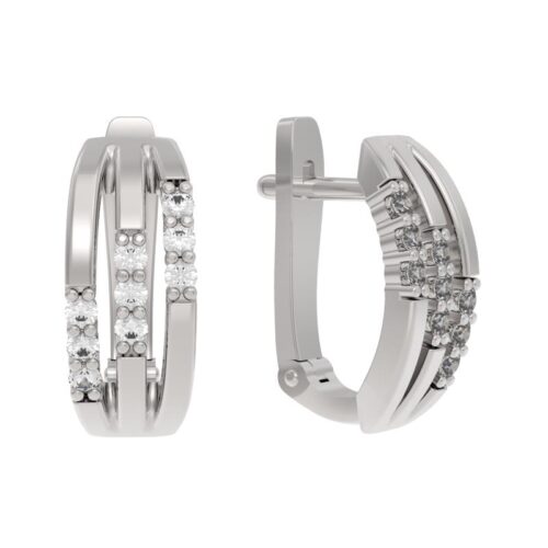 Серьги из серебра 925 пробы с фианитом
