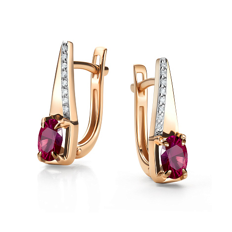 Серьги из золота 585 пробы с рубином