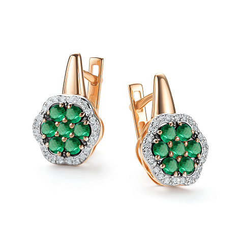 Серьги из золота 585 пробы с изумрудом