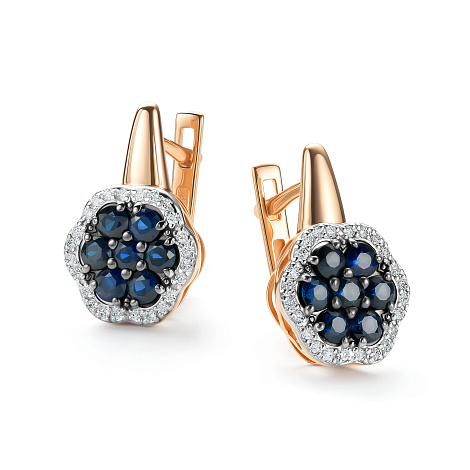 Серьги из золота 585 пробы с сапфиром