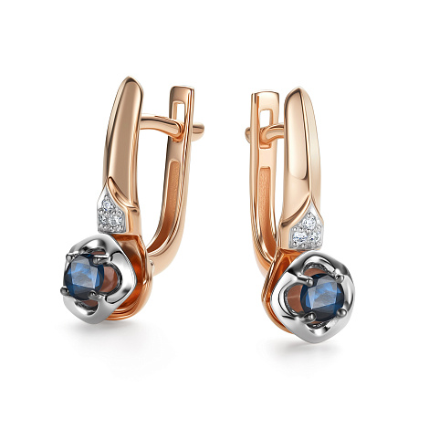 Серьги из золота 585 пробы с сапфиром