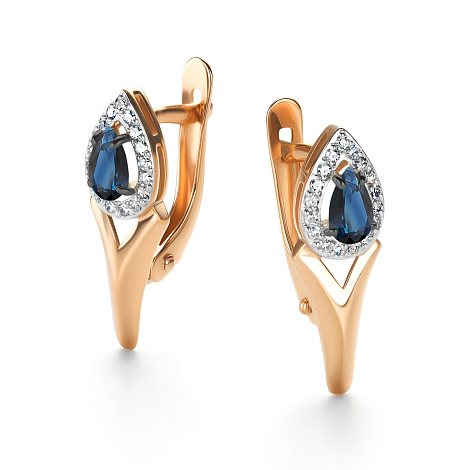 Серьги из золота 585 пробы с сапфиром