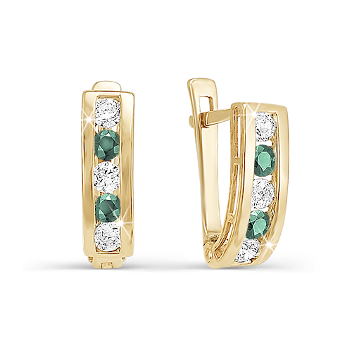 Серьги детские из золота 585 пробы с фианитом
