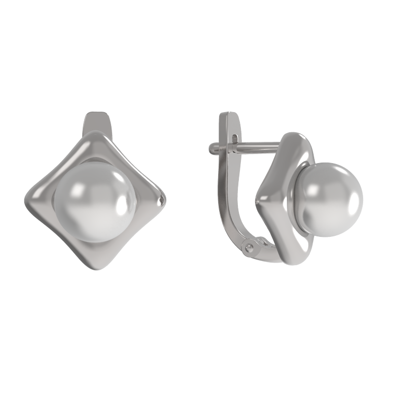 Серьги из серебра 925 пробы с жемчугом