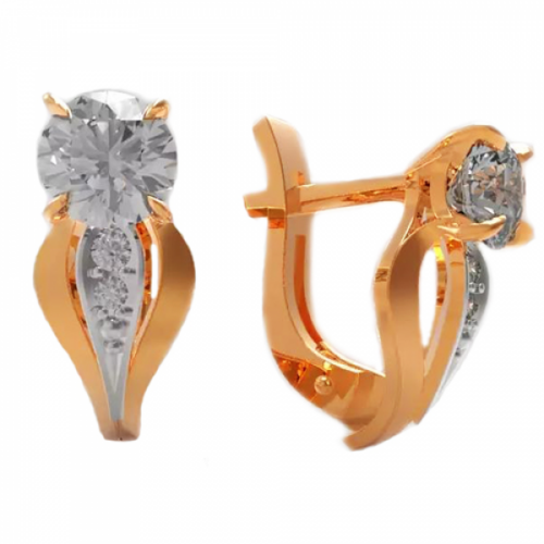 Серьги из золота 585 пробы с фианитом