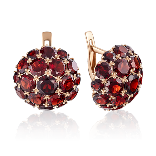 Серьги из золота 585 пробы с гранатом