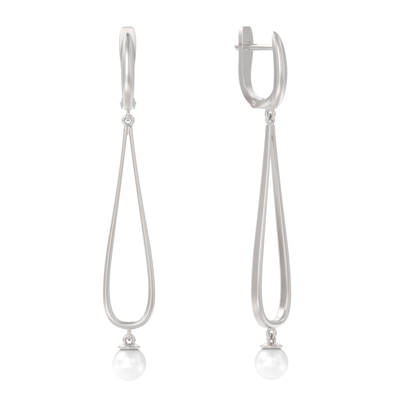 Серьги из серебра 925 пробы с жемчугом