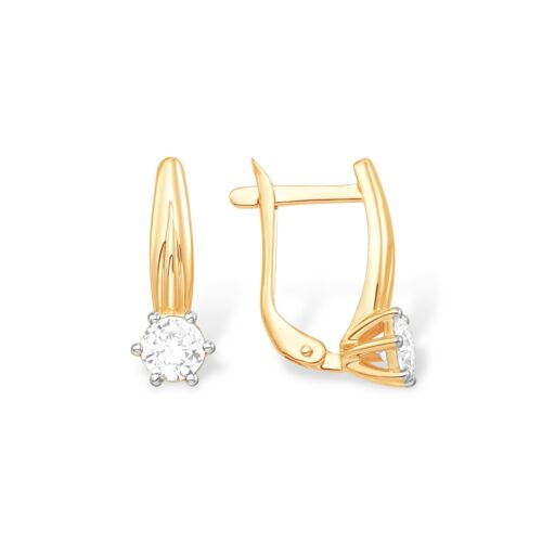 Серьги из золота 585 пробы с фианитом