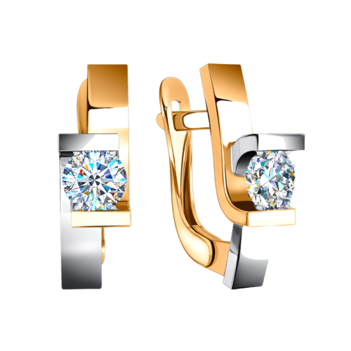 Серьги из золота 585 пробы с фианитом