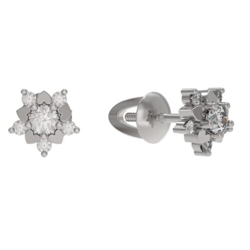 Серьги пусеты из серебра 925 пробы с фианитом
