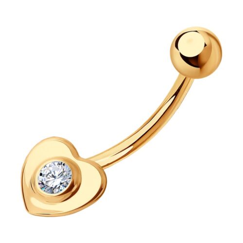 Серьга д/пирсинга из золота 585 пробы с фианитом