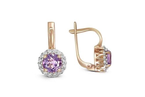 Серьги из золота 585 пробы с аметистом