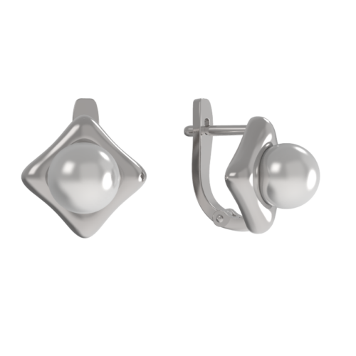 Серьги из серебра 925 пробы с жемчугом