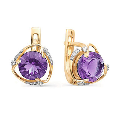 Серьги из золота 585 пробы с аметистом