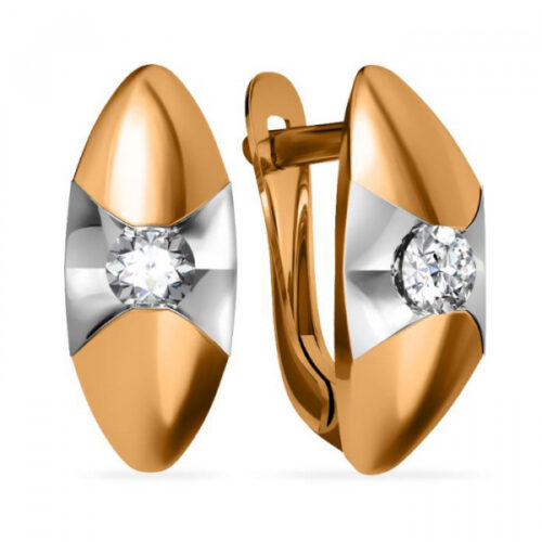 Серьги из золота 585 пробы с фианитом