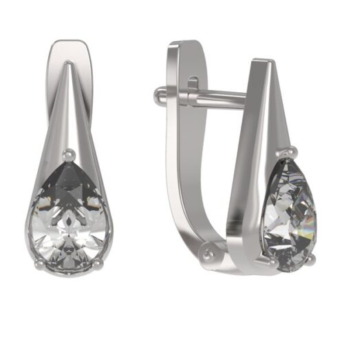 Серьги из серебра 925 пробы с фианитом