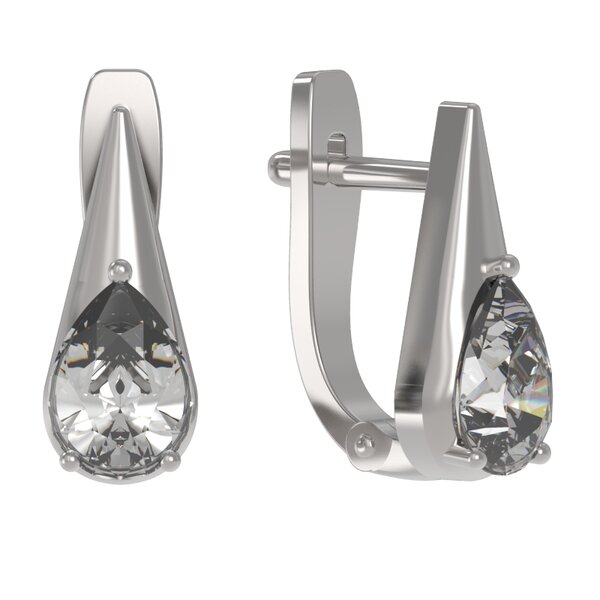 Серьги из серебра 925 пробы с фианитом