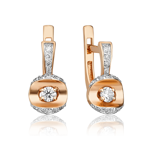 Серьги из золота 585 пробы с бриллиантом