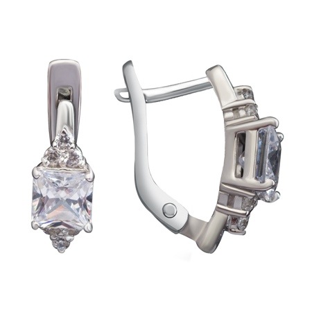 Серьги из серебра 925 пробы с фианитом
