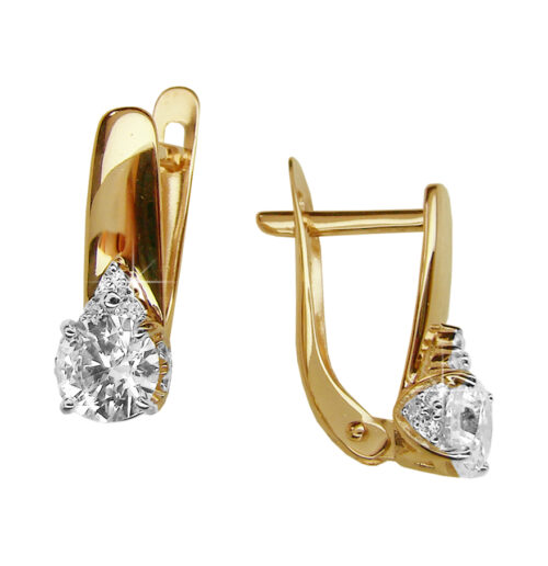 Серьги из золота 585 пробы с фианитом