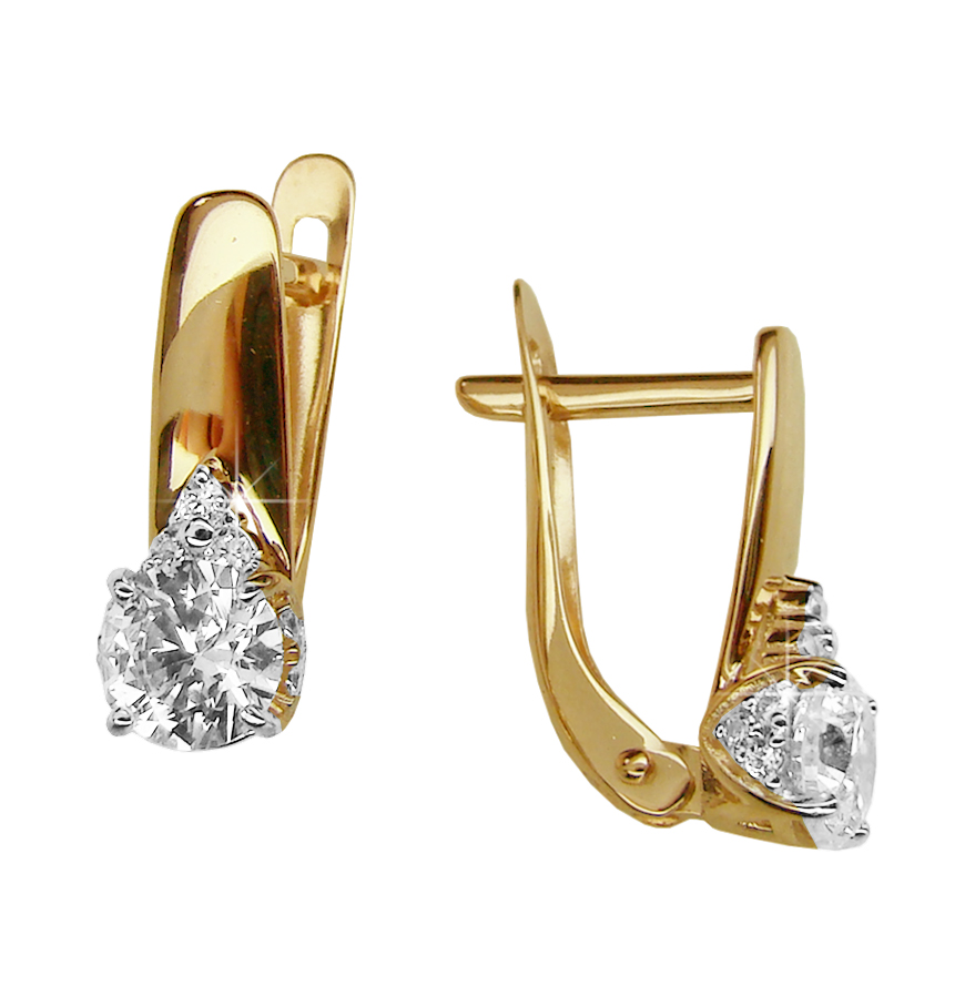 Серьги из золота 585 пробы с фианитом