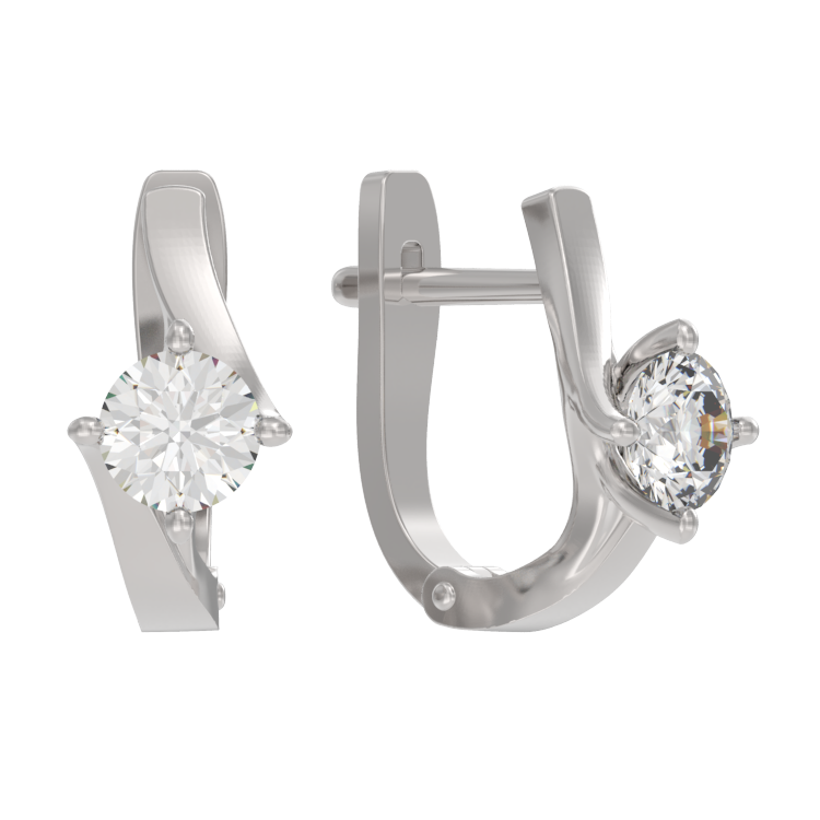 Серьги из серебра 925 пробы с фианитом