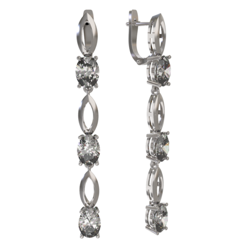 Серьги подвесные из серебра 925 пробы с фианитом