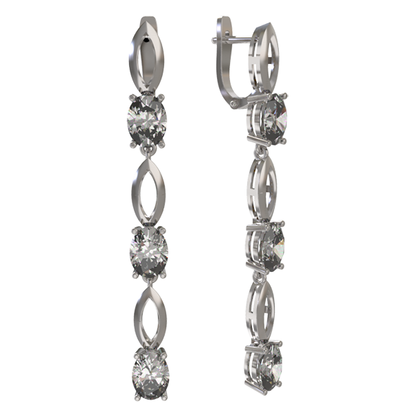 Серьги подвесные из серебра 925 пробы с фианитом